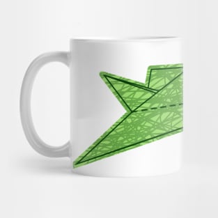 green folding paper airplane Mug